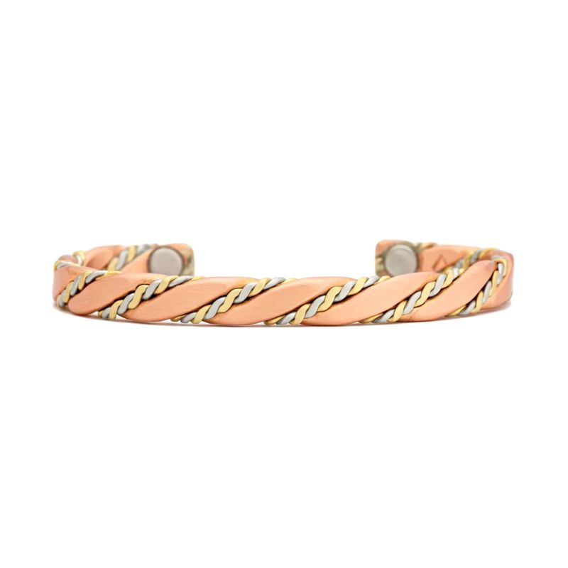 Sergio Lub Caduceus Copper Bracelet w/Magnets - Brushed - #525 - Click Image to Close